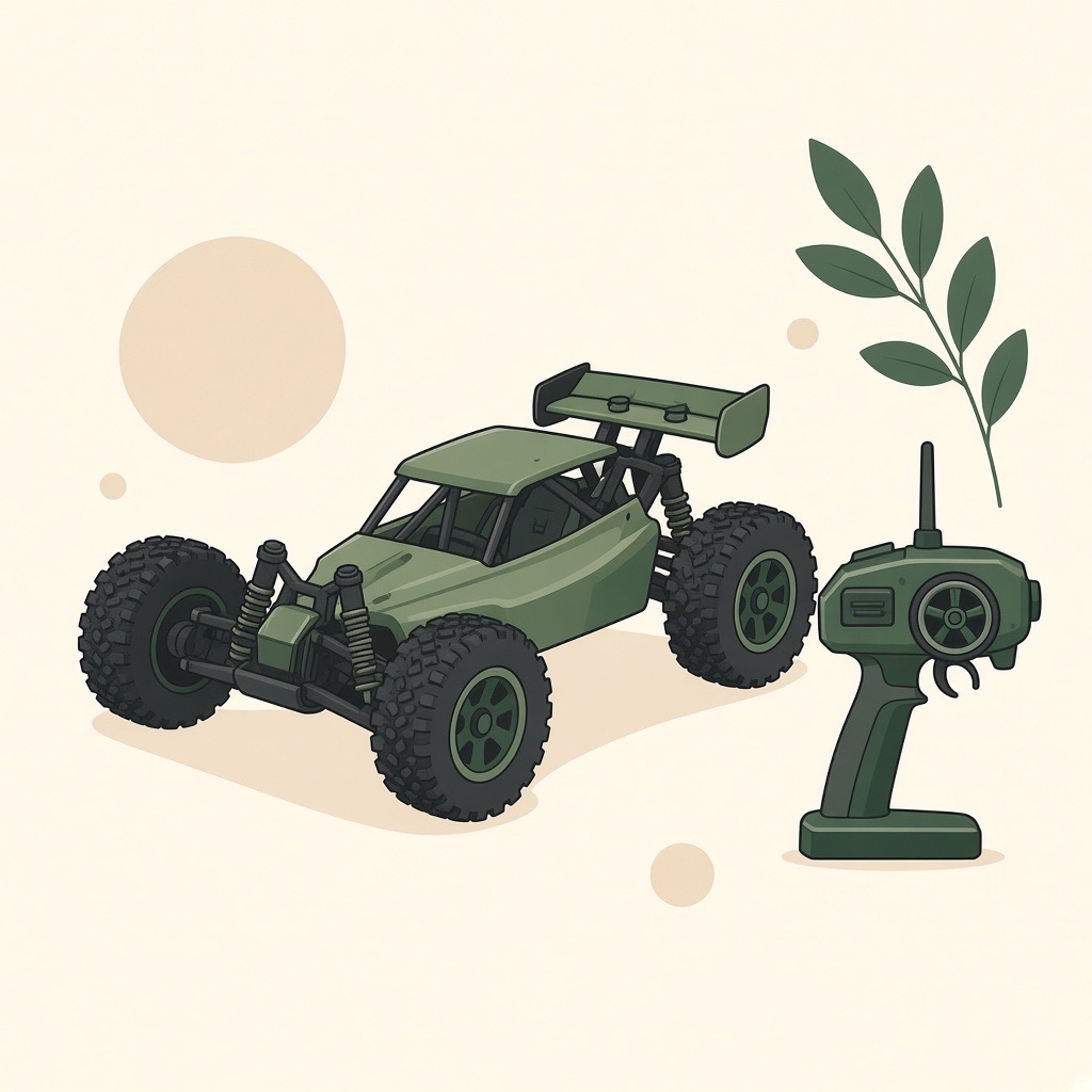 イラスト。ラジコンバギーと送信機